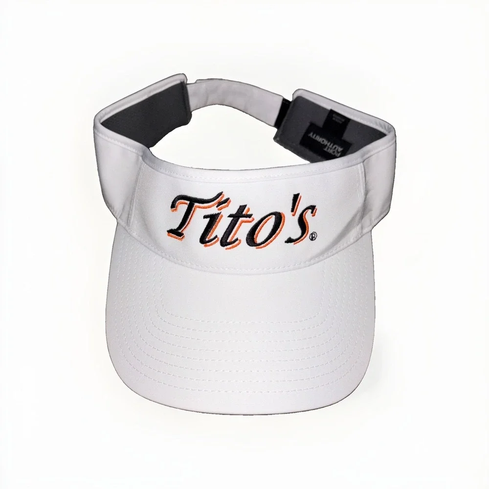 Tito's Vodka Sun Visor White Adjustable Hat Golf Tennis Beach Promo Handmade